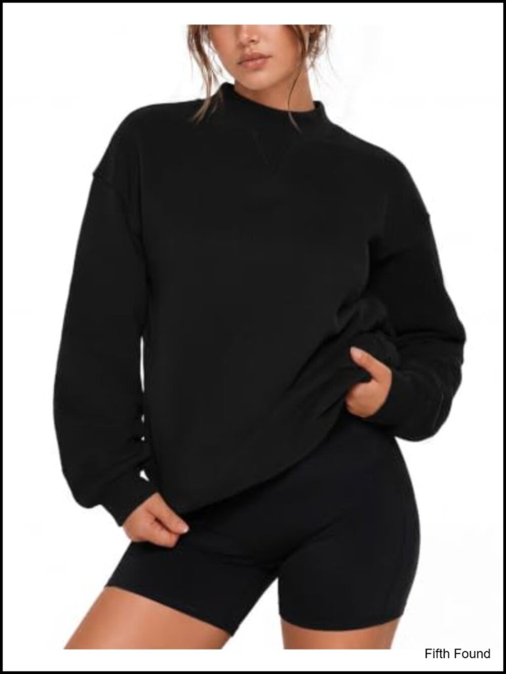 100% Cotton Mock Neck Oversized Sweatshirt Pullover